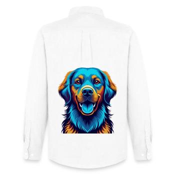 Golden Retriever Dog Colorful Kawaii Cartoon Pet - Men's Oxford Shirt by Stanley/Stella - white - Back - AI Model Male 185 dark (185cm)