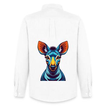 Okapi Colorful Kawaii Cartoon Character Clipart - Men's Oxford Shirt by Stanley/Stella - white - Back - AI Model Male 185 dark (185cm)