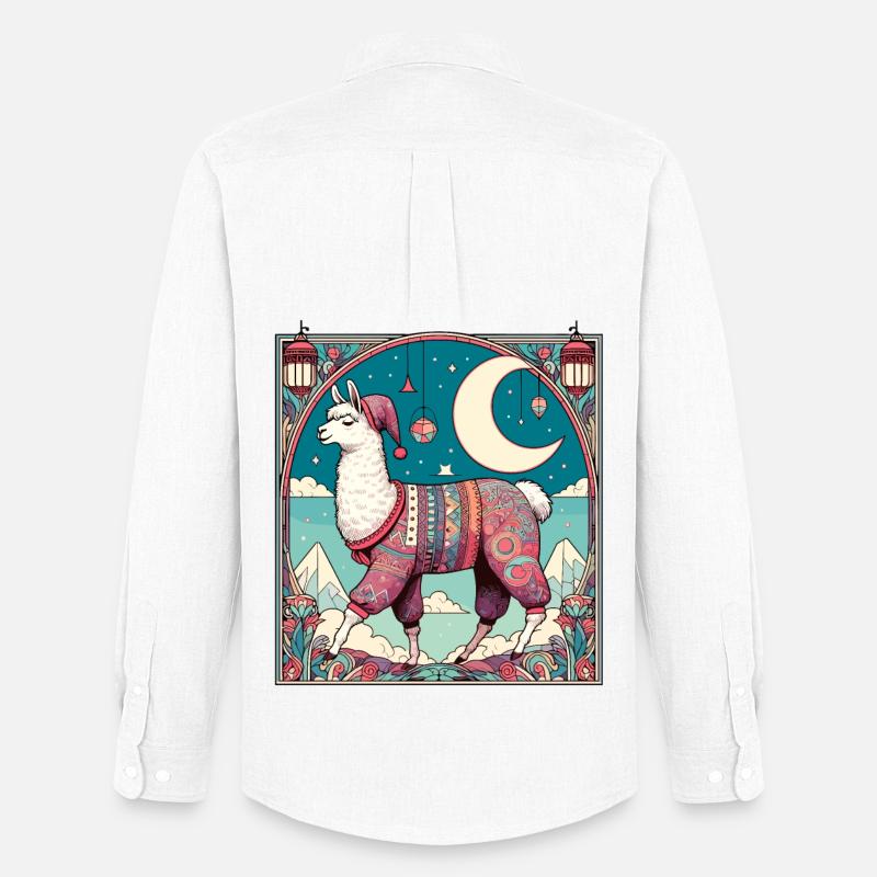 Lama Pyjama Geschenk - Männer Oxford Hemd von Stanley/Stella - Weiß