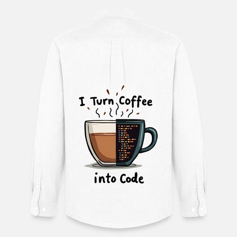 Coffee into Code - Männer Oxford Hemd von Stanley/Stella - Weiß