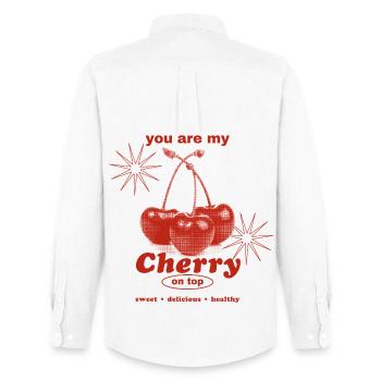Cherry on Top – Süße Perfektion - Männer Oxford Hemd von Stanley/Stella - Weiß - Hinten - AI Model Male 185 dark (185cm)