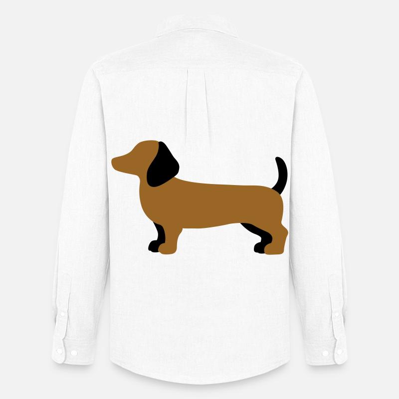 Dackel Silhouette – Minimalistisches Hundedesign - Männer Oxford Hemd von Stanley/Stella - Weiß