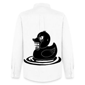 Schwarze dämonische Ente - Männer Oxford Hemd von Stanley/Stella - Weiß - Hinten - AI Model Male 185 dark (185cm)