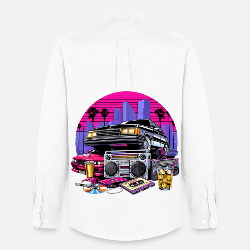 Kompaktkassette Ghettoblaster 90er Retro Geschenk - Männer Oxford Hemd von Stanley/Stella - Weiß