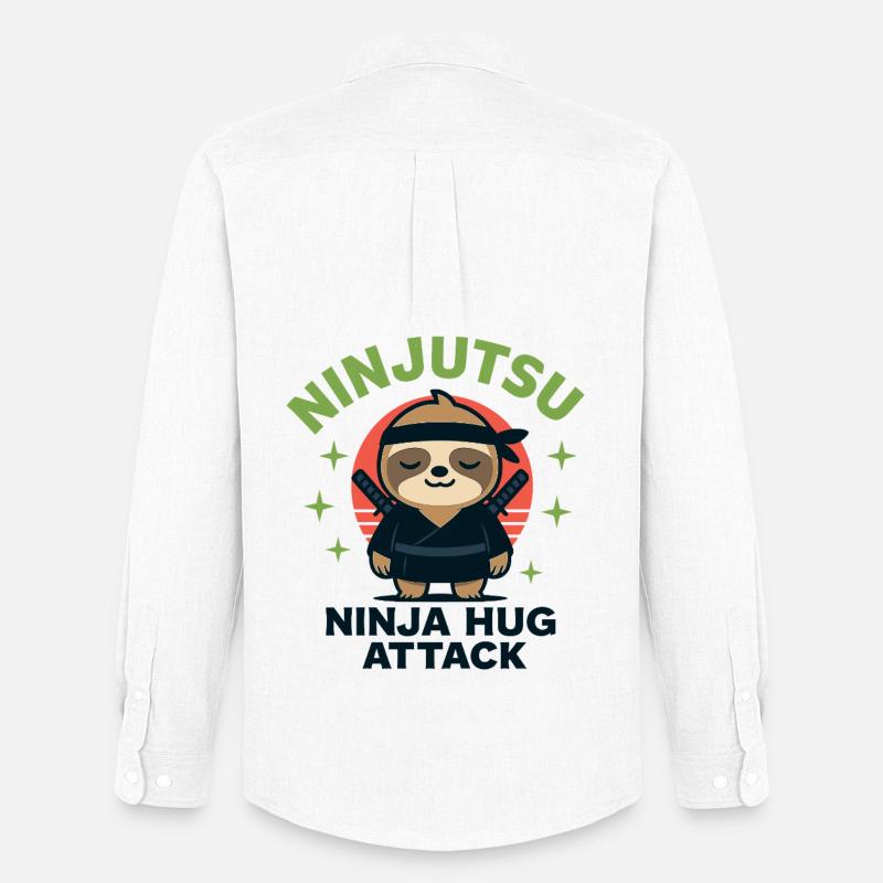 Ninja Kuschel-Sloth HugAttack - Männer Oxford Hemd von Stanley/Stella - Weiß