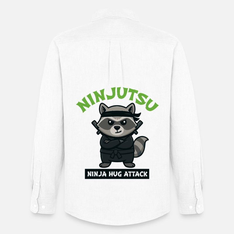 Waschbär Ninja Umarmungsangriff - Männer Oxford Hemd von Stanley/Stella - Weiß