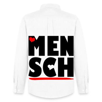 MENSCHLICHKEIT - Männer Oxford Hemd von Stanley/Stella - Weiß - Hinten - AI Model Male 185 dark (185cm)