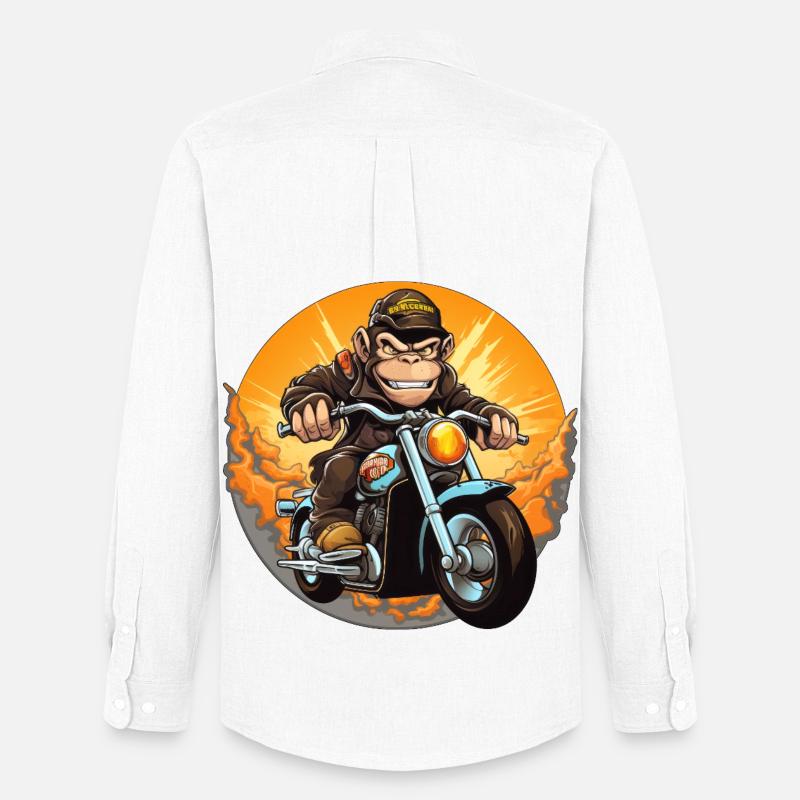Affe Motorrad / Motorradfahrer Affen - Männer Oxford Hemd von Stanley/Stella - Weiß