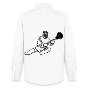 Lacrosse Goalie Graphics - Men's Oxford Shirt by Stanley/Stella - white - Back - AI Model Male 185 dark (185cm)