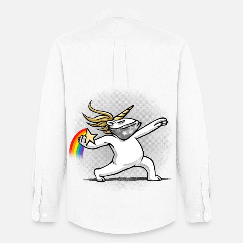 Einhorn wirft einen Regenbogen - Männer Oxford Hemd von Stanley/Stella - Weiß