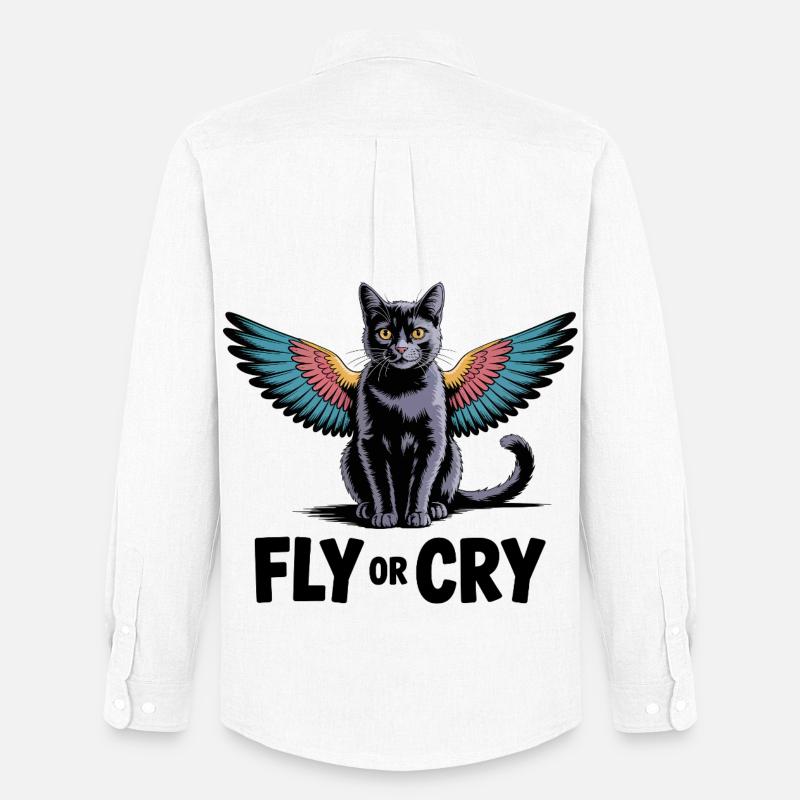 Fliege oder rufe Katze - Männer Oxford Hemd von Stanley/Stella - Weiß