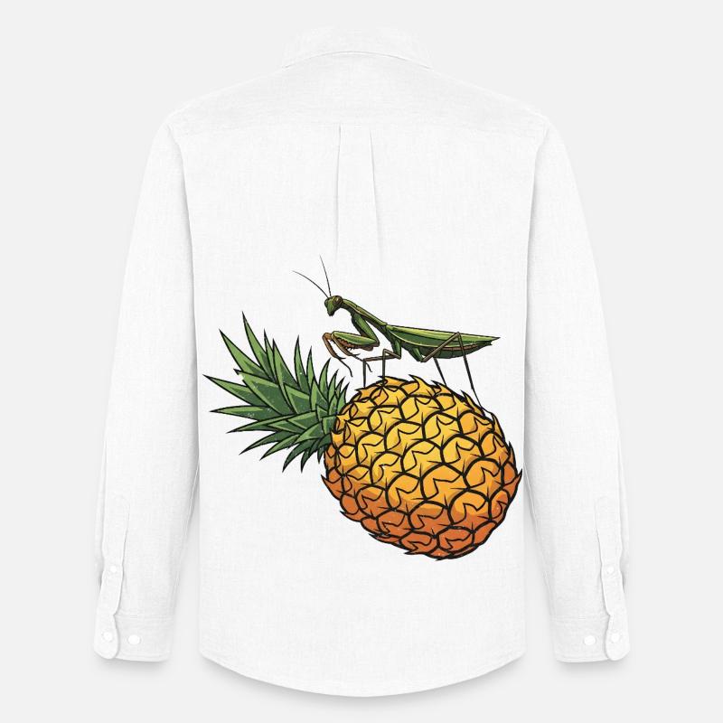 Ananas mit Grashüpfer Illustration - Männer Oxford Hemd von Stanley/Stella - Weiß