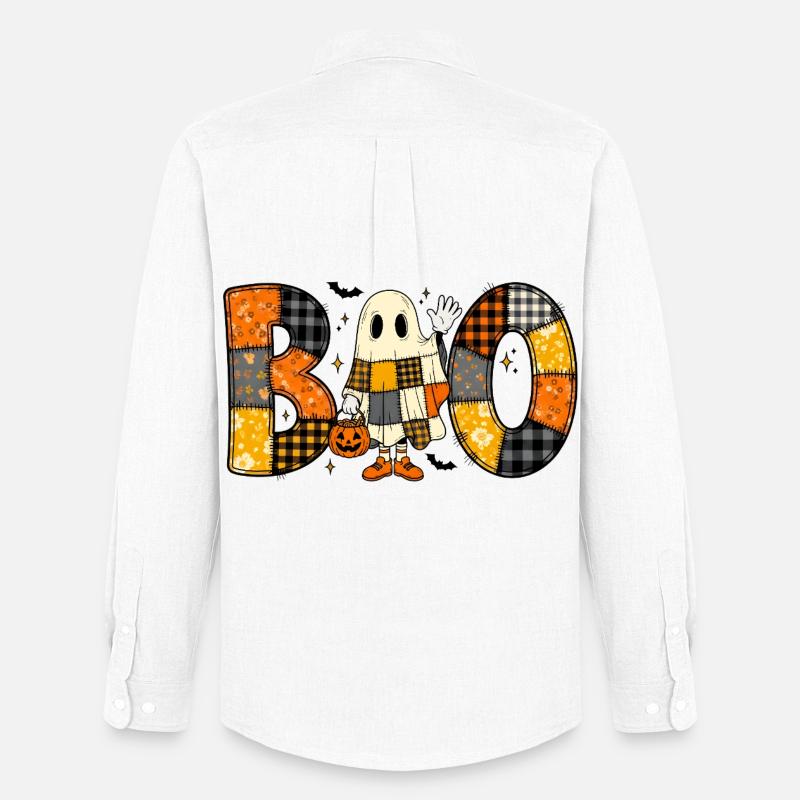 Ghost Halloween Patchwork Boo - Männer Oxford Hemd von Stanley/Stella - Weiß