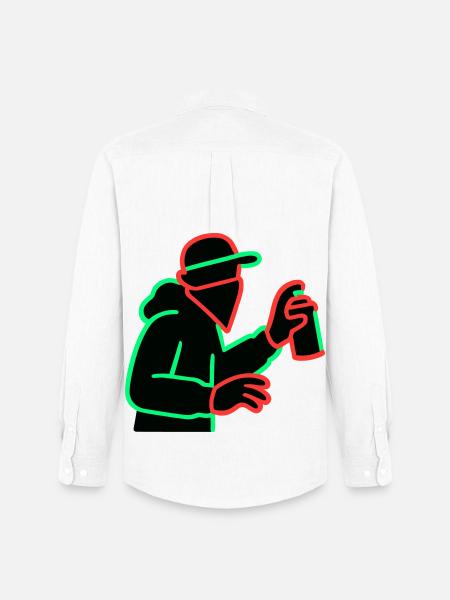 Neon Graffiti Sprayer Silhouette - Men's Oxford Shirt by Stanley/Stella - white
