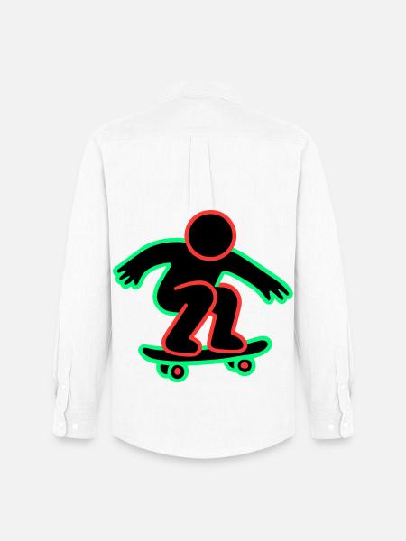 Neon Skateboarder Line Art - Men's Oxford Shirt by Stanley/Stella - white