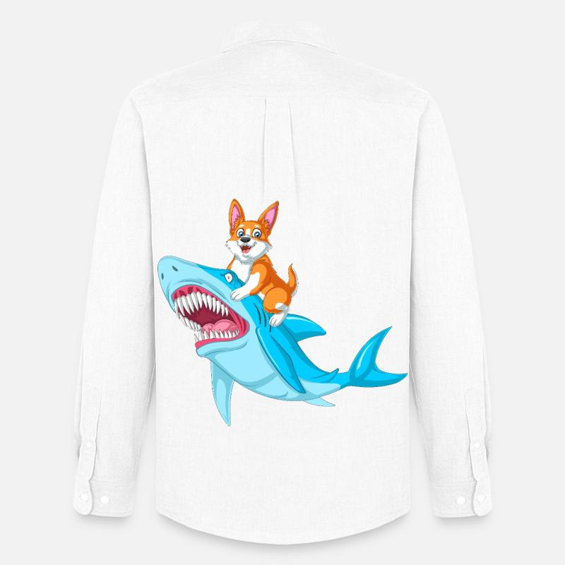 Corgi-Reithai lustiges Tierhemd - Männer Oxford Hemd von Stanley/Stella - Weiß