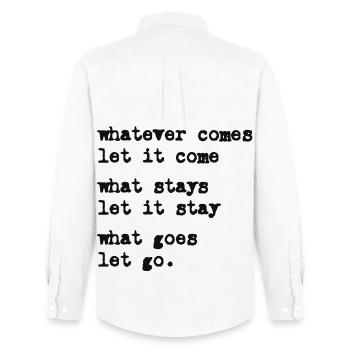 whatever comes let it come – Mindset – Typo-Motiv - Chemise Oxford homme Stanley/Stella - blanc - Dos - AI Model Male 185 dark (185cm)