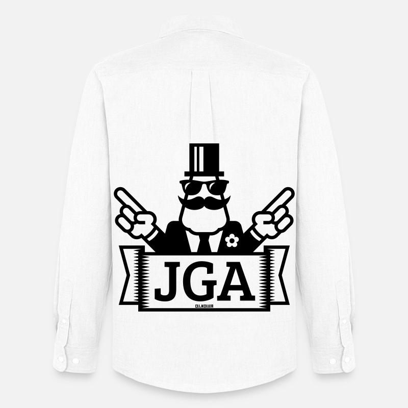 JGA Handzeichen (Junggesellenabschied / 1C) - Männer Oxford Hemd von Stanley/Stella - Weiß