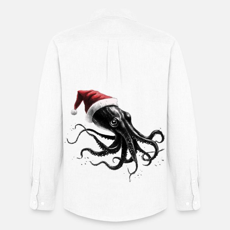 Weihnachtskrake mit Weihnachtsmütze - Männer Oxford Hemd von Stanley/Stella - Weiß