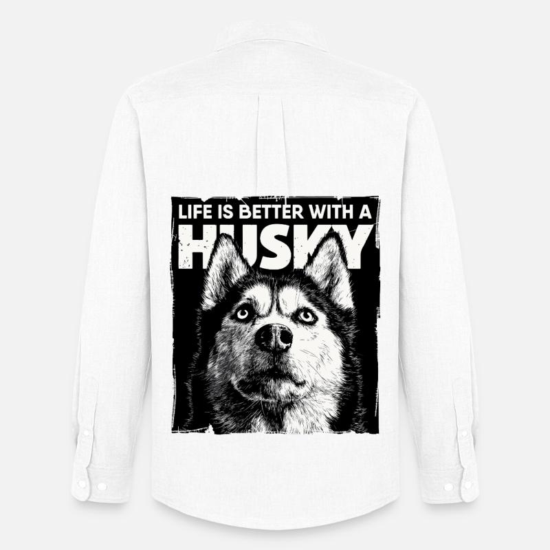 Life is better with a Husky - Männer Oxford Hemd von Stanley/Stella - Weiß