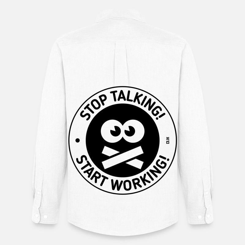 Stop Talking! Start Working! (Black) - Männer Oxford Hemd von Stanley/Stella - Weiß