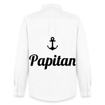 Papitän Funny Pun Capitaine Papa Ancre - Chemise Oxford homme Stanley/Stella - blanc - Dos - AI Model Male 185 dark (185cm)