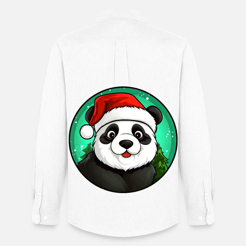 Panda Weihnachtsmann - Männer Oxford Hemd von Stanley/Stella - Weiß