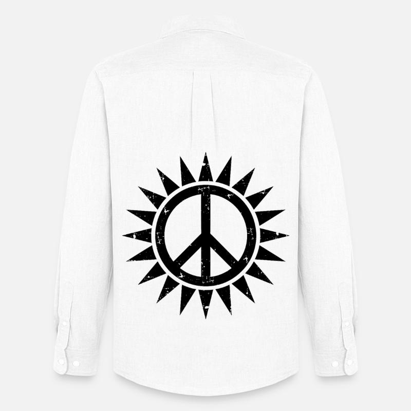 Friedenssymbol in einer Sonne mit Grunge-Effekt - Männer Oxford Hemd von Stanley/Stella - Weiß
