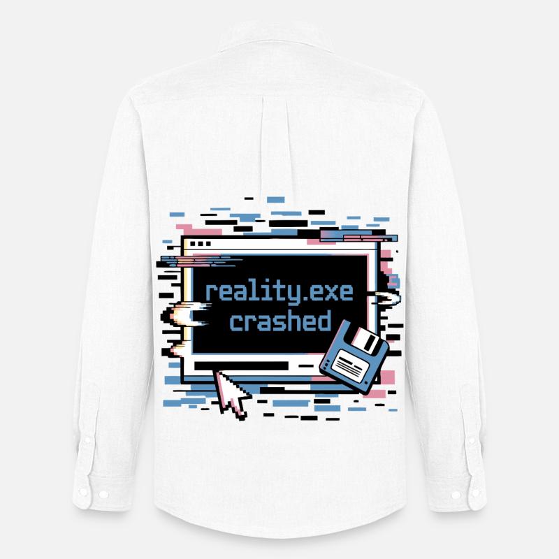 Reality.exe Crashed Retro Pixel Design - Männer Oxford Hemd von Stanley/Stella - Weiß