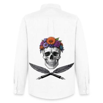 PIRATE POET - dark hell - Men's Oxford Shirt by Stanley/Stella - white - Back - AI Model Male 185 dark (185cm)