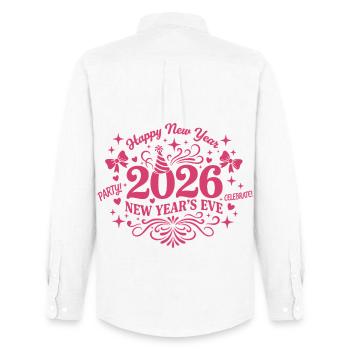Célébrez le design des feux d’artifice du réveillon du Nouvel An 2026 - Chemise Oxford homme Stanley/Stella - blanc - Dos - AI Model Male 185 dark (185cm)