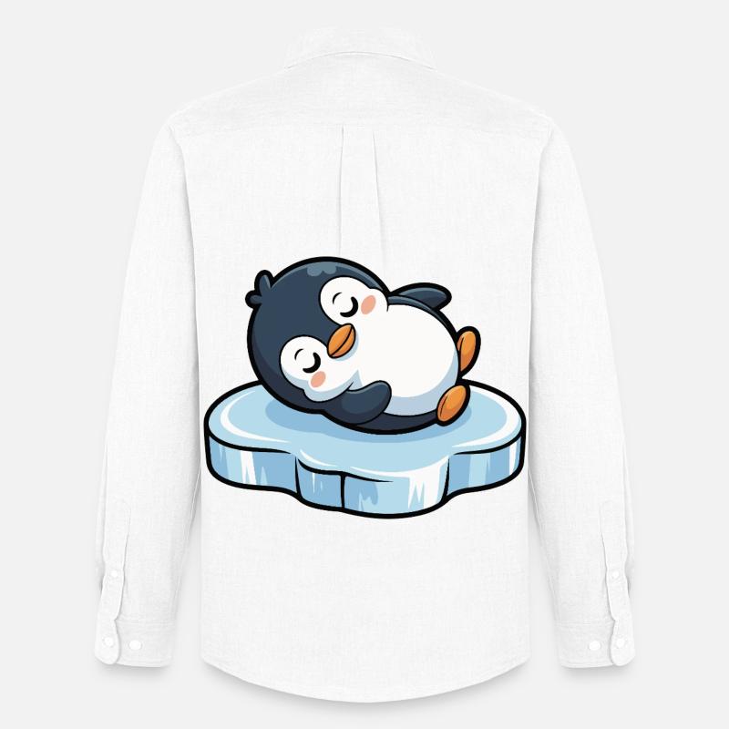 Schlafender Pinguin auf Eis - Männer Oxford Hemd von Stanley/Stella - Weiß