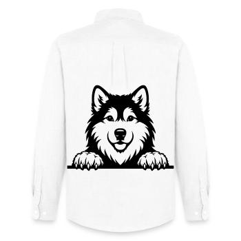 Alaskan Malamute puppy black - Men's Oxford Shirt by Stanley/Stella - white - Back - AI Model Male 185 dark (185cm)