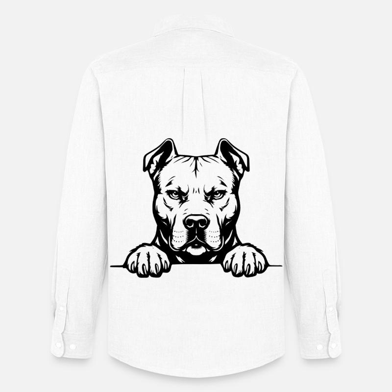Pitbull Kopf mit Pfoten - Männer Oxford Hemd von Stanley/Stella - Weiß