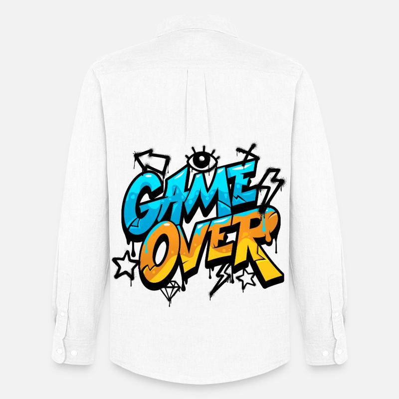 Game Over Graffiti Neon Gradient - Men's Oxford Shirt by Stanley/Stella - white