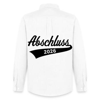 Abschluss 2026 (Schulabschluss / Black) - Männer Oxford Hemd von Stanley/Stella - Weiß - Hinten - AI Model Male 185 dark (185cm)