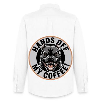 Hands Off My Coffee – Lustiges Kaffee-Shirt - Männer Oxford Hemd von Stanley/Stella - Weiß - Hinten - AI Model Male 185 dark (185cm)