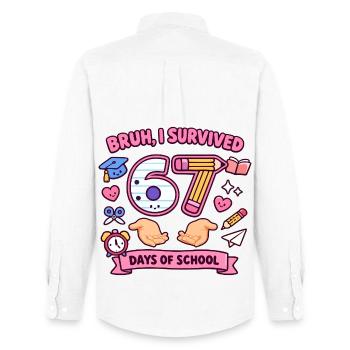 Mec, j’ai survécu à 67 jours d’école - Chemise Oxford homme Stanley/Stella - blanc - Dos - AI Model Male 185 dark (185cm)