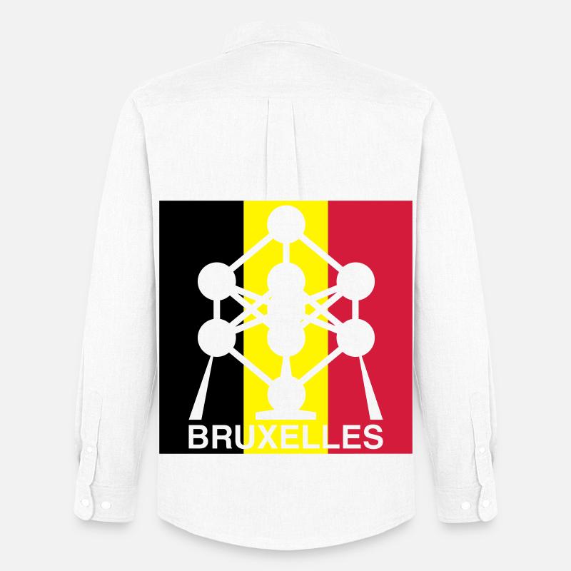 Atomium Brussels – Quadrat-Design mit belgischer Flagge - Männer Oxford Hemd von Stanley/Stella - Weiß