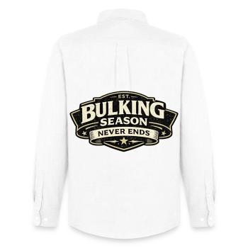 Bulking Season Never Ends Badge - Männer Oxford Hemd von Stanley/Stella - Weiß - Hinten - AI Model Male 185 dark (185cm)