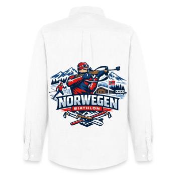 Biathlon Norge Fan de cadeaux Norge - Chemise Oxford homme Stanley/Stella - blanc - Dos - AI Model Male 185 dark (185cm)
