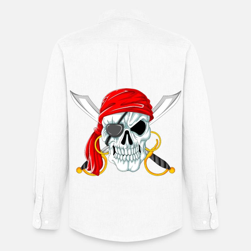 Piratenschädel mit Schwertern Jolly Roger Design - Männer Oxford Hemd von Stanley/Stella - Weiß