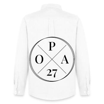 Opa 2027 - Männer Oxford Hemd von Stanley/Stella - Weiß - Hinten - AI Model Male 185 dark (185cm)