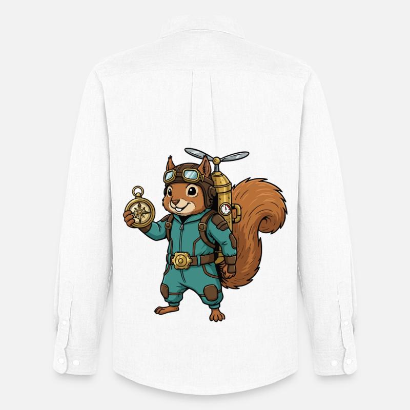 Squirrel Steampunk Aviator Jetpack-Kompass - Männer Oxford Hemd von Stanley/Stella - Weiß