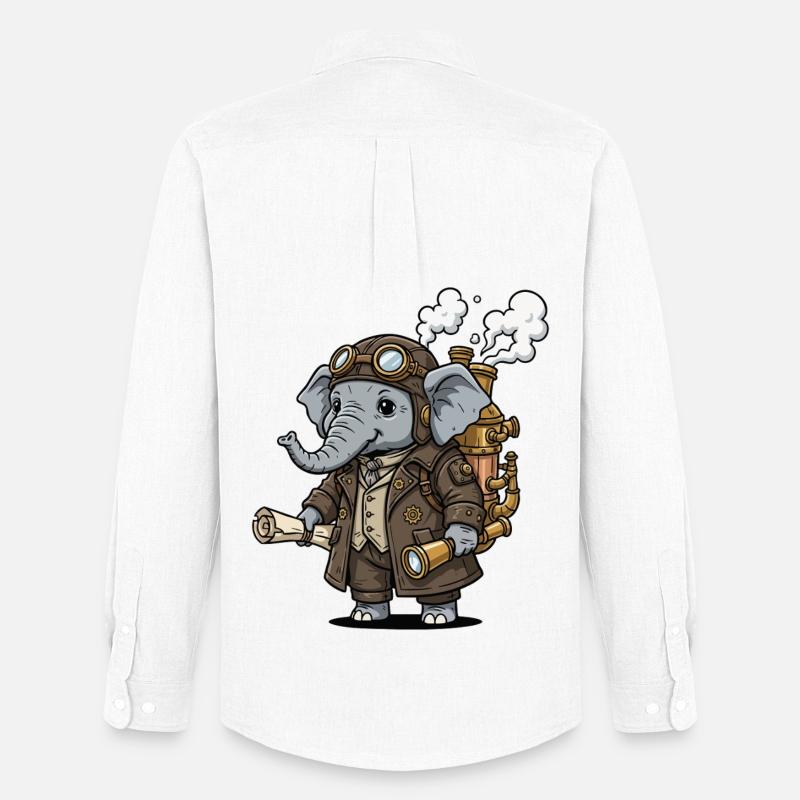 Elephant Explorer Steampunk Steampunk Retro - Männer Oxford Hemd von Stanley/Stella - Weiß