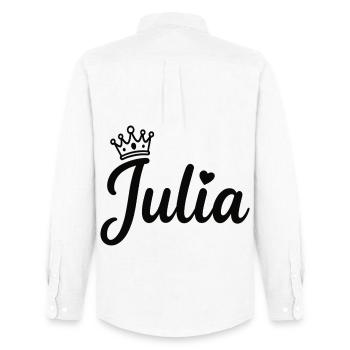 Juliette Nom Couronne Calligraphie personnalisée - Chemise Oxford homme Stanley/Stella - blanc - Dos - AI Model Male 185 dark (185cm)