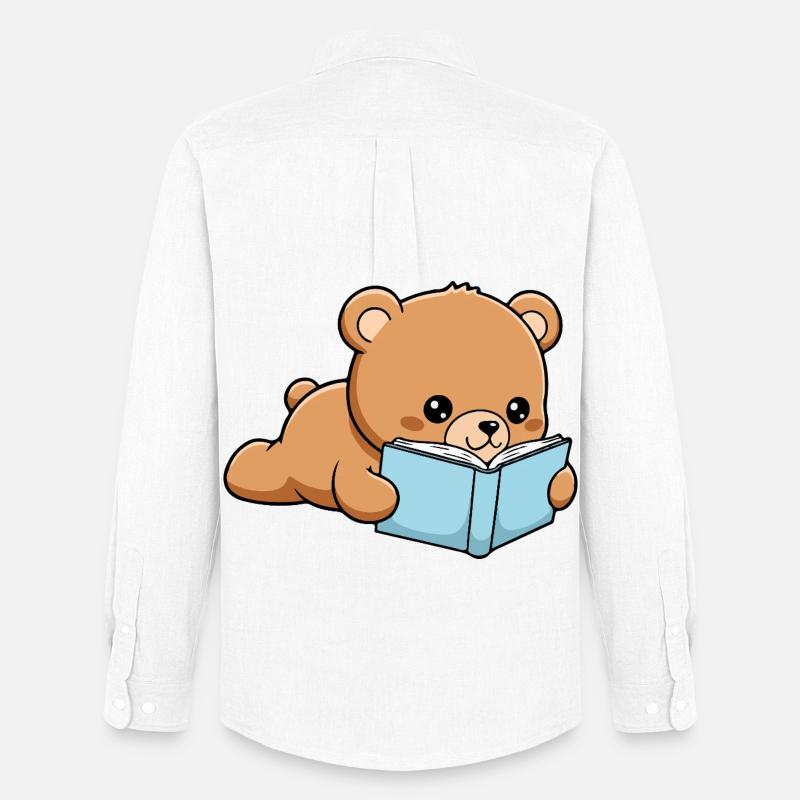 Libro Orso Buffo Libro che legge - Stanley/Stella Camicia Oxford uomo - bianco
