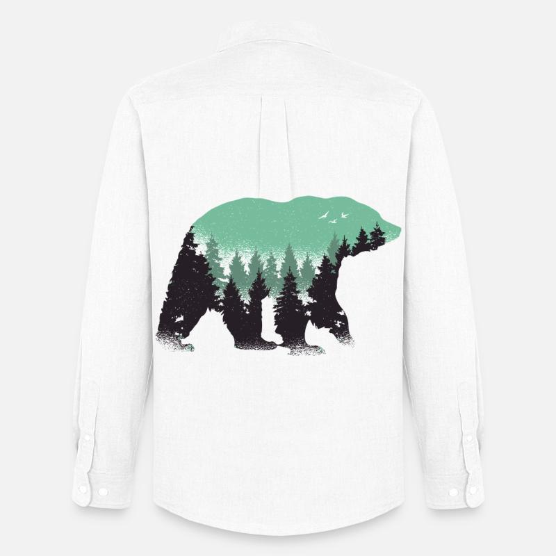 Bär Wald Natur - Männer Oxford Hemd von Stanley/Stella - Weiß