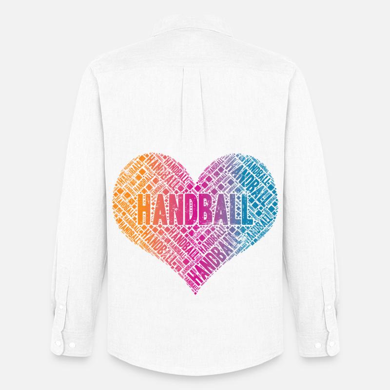 Håndbold hjerte - Oxfordskjorte herre Stanley/Stella - hvid