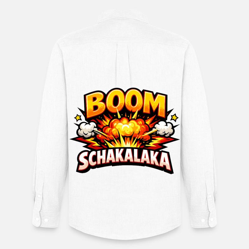 Boom Schakalaka Comic Spruch mit Explosion - Männer Oxford Hemd von Stanley/Stella - Weiß